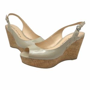 ✨Marc Fisher Nude Cork Sling Back Platform Sandals
